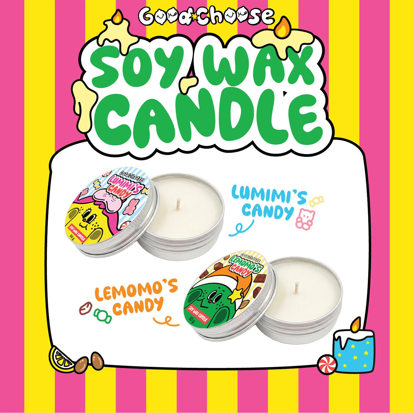 Goodchoose Scented Candles (Pink Candy & Almond Blossom) - Good Choose